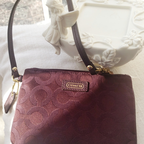 Coach Burgundy Signature Wristlet - Picture 7 of 16